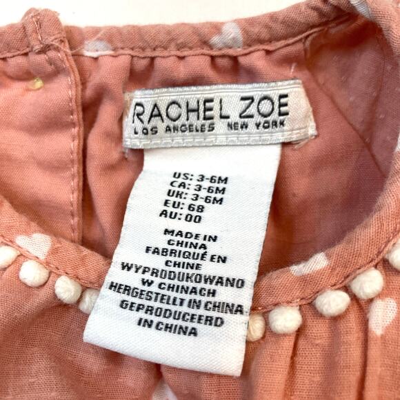 Rachel Zoe Pink Embroidered Hearts Scalloped Pom Poms Bow Jumpsuit Outfit - Picture 8 of 10